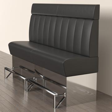 DALLAS | Gastro Hochbank | B:H 180 x 158 cm | Schwarz | Gestreift | Leder