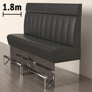 DALLAS | Gastro Hochbank | B:H 180 x 158 cm | Schwarz | Gestreift | Leder