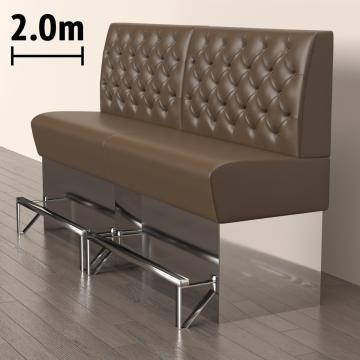DALLAS | Gastrobänk | B:H 200 x 133 cm | Brun | Chesterfield | Läder