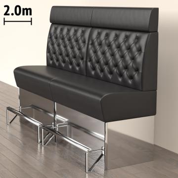 DALLAS | Gastrobänk | B:H 200 x 158 cm | Svart | Chesterfield | Läder