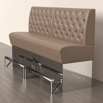 DALLAS | Gastrobänk | B:H 200 x 133 cm | Taupe | Chesterfield | Läder