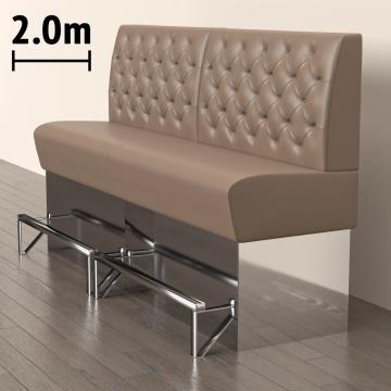 DALLAS | Gastrobänk | B:H 200 x 133 cm | Taupe | Chesterfield | Läder