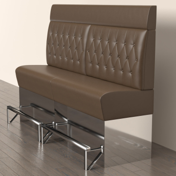 DALLAS | Gastro Hochbank | B:H 200 x 158 cm | Braun | Chesterfield Raute | Leder