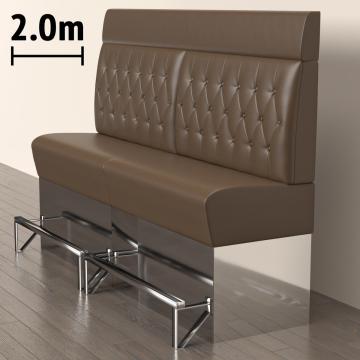 DALLAS | Gastro Hochbank | B:H 200 x 158 cm | Braun | Chesterfield Raute | Leder