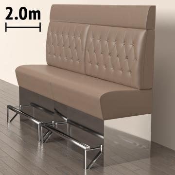 DALLAS | Gastro Hochbank | B:H 200 x 158 cm | Taupe | Chesterfield Raute | Leder