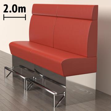 DALLAS | Gastro Hochbank | B:H 200 x 158 cm | Rot | Glatt | Leder