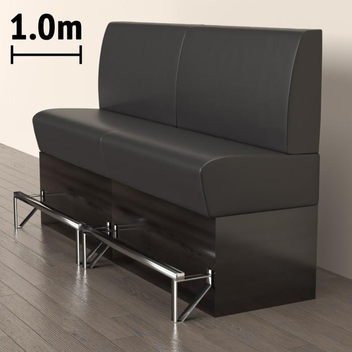DENVER | Counter Height Banquette Bench | W:H 100 x 133 cm | Black | Smooth | Leather