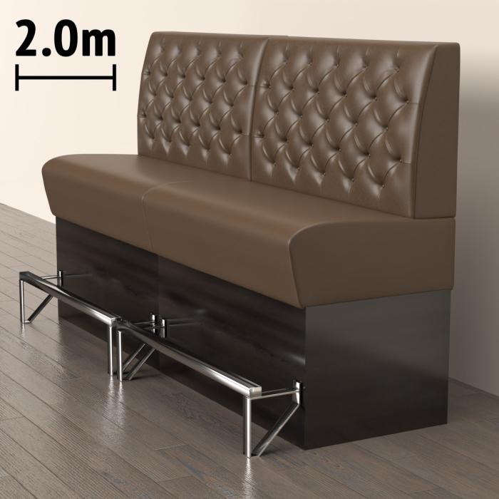 DENVER | Gastrobänk | B:H 200 x 133 cm | Brun | Chesterfield | Läder
