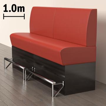 DENVER | Counter Height Banquette Bench | W:H 100 x 133 cm | Red | Smooth | Leather