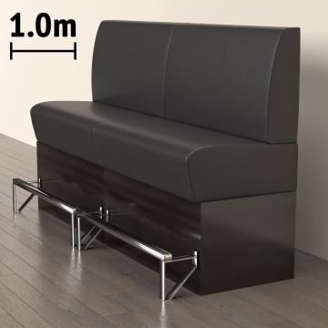 DENVER | Counter Height Banquette Bench | W:H 100 x 133 cm | Black | Smooth | Leather