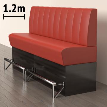 DENVER | Banco para hostelería | Ancho:Alto 120 x 133 cm | Rojo | Rayas | Piel
