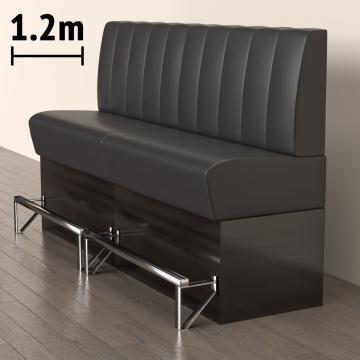 DENVER | Banco para hostelería | Ancho:Alto 120 x 133 cm | Negro | Rayas | Piel