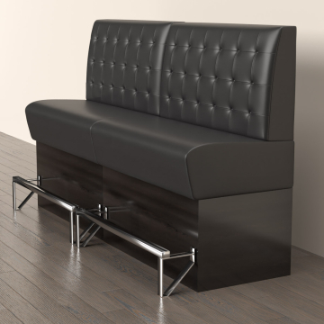 DENVER | Gastrobänk | B:H 180 x 158 cm | Svart | Chesterfield-knapp | Läder