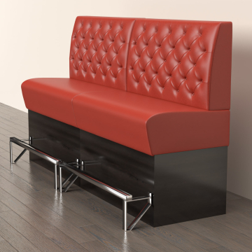 DENVER | Gastrobänk | B:H 200 x 133 cm | Röd | Chesterfield | Läder