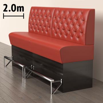 DENVER | Gastrobänk | B:H 200 x 133 cm | Röd | Chesterfield | Läder