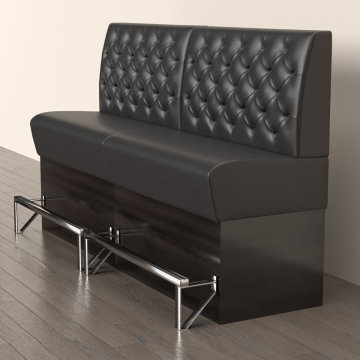 DENVER | Gastrobänk | B:H 200 x 133 cm | Svart | Chesterfield | Läder