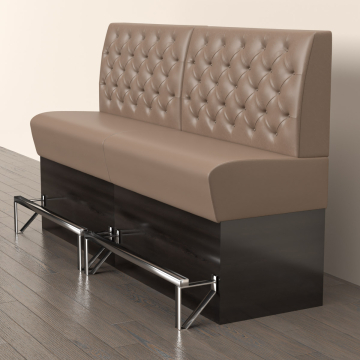 DENVER | Gastrobänk | B:H 200 x 133 cm | Taupe | Chesterfield | Läder