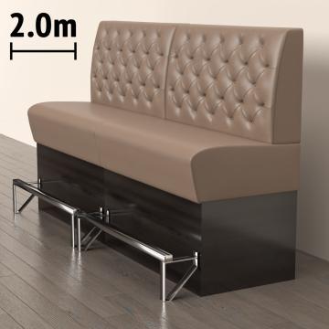 DENVER | Gastrobänk | B:H 200 x 133 cm | Taupe | Chesterfield | Läder
