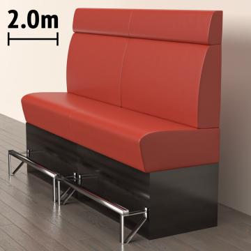 DENVER | Gastro Hochbank | B:H 200 x 158 cm | Rot | Glatt | Leder