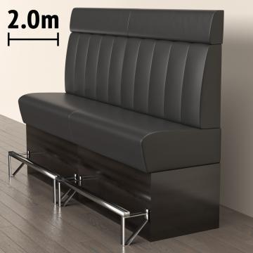 DENVER | Panchina del ristorante | L:H 200 x 158 cm | Nero | A righe | Pelle