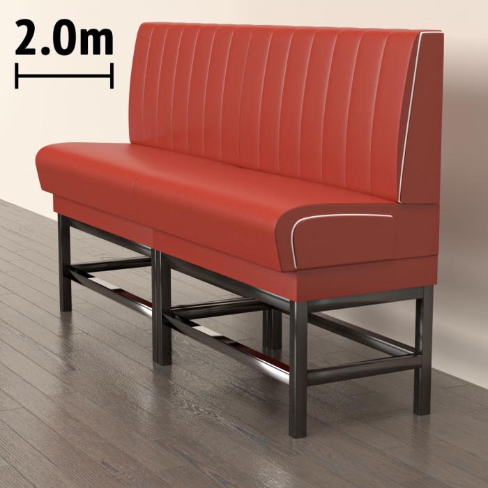 DINER 1 | Sofa para diner | Ancho:Alto 200 x 133 cm | Rayas | Rojo | Piel