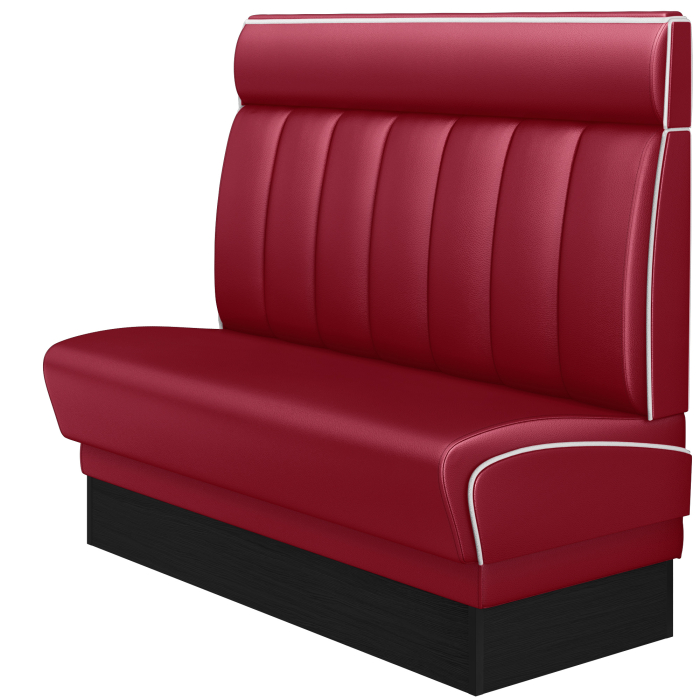 DINER 2 | Banquette de dîner américain | L:H 180 x 123 cm | Rayé | Rouge | Cuir