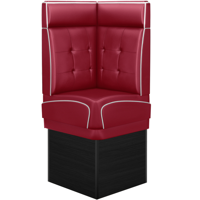 DINER 2 | Banquette d'angle pour restauration | L:H 64 x 153 cm | Chesterfield NO Bouton | Rouge | Cuir
