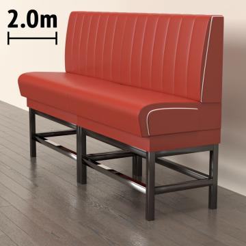 DINER 1 | Sofa para diner | Ancho:Alto 200 x 133 cm | Rayas | Rojo | Piel