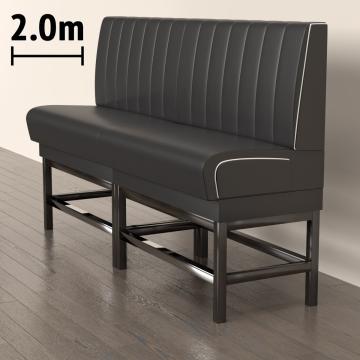 DINER 1 | Sofa para diner | Ancho:Alto 200 x 133 cm | Rayas | Negro | Piel