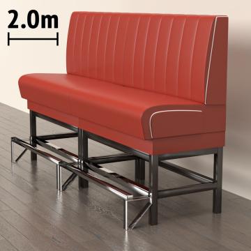 DINER 1 | Sofa para diner | Ancho:Alto 200 x 133 cm | Rayas | Rojo | Piel