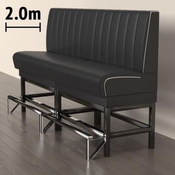 DINER 1 | Sofa para diner | Ancho:Alto 200 x 133 cm | Rayas | Negro | Piel