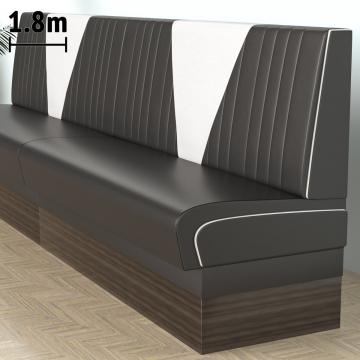 DINER VEGAS 2 | Dinerbank | B:H 180 x 103 cm | V-Steppung | Schwarz | Leder