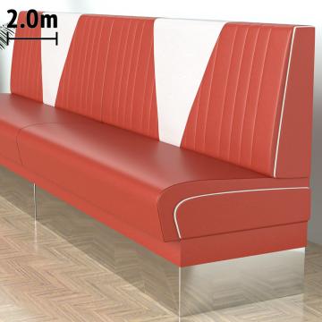 DINER VEGAS 3 | Dinerbank | B:H 200 x 103 cm | V-Steppung | Rot | Leder