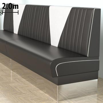DINER VEGAS 3 | Dinerbank | B:H 200 x 103 cm | V-Steppung | Schwarz | Leder