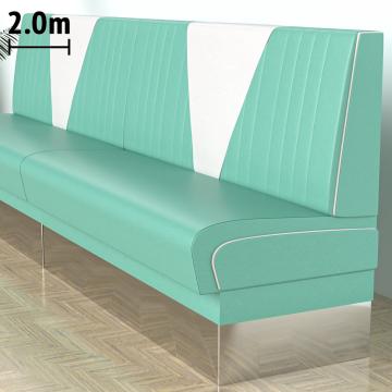DINER VEGAS 3 | Dinerbank | B:H 200 x 103 cm | V-Steppung | Türkis | Leder