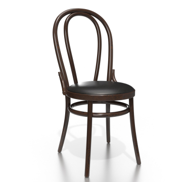DIJON | Stol i bøjet træ | Wenge | Bue træ | Sort læder