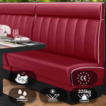 DINER 2 | Banquette de dîner américain | L:H 120 x 123 cm | Rayé | Rouge | Cuir