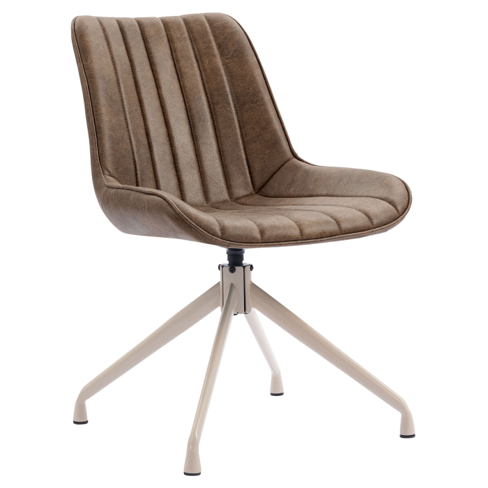 EMILY | Hotel Chair | Leather | Brown | Swivel Base