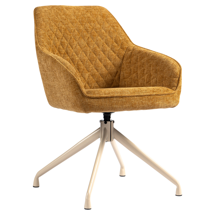 Eva | Hotel Chair | Honey Brown | Fabric/Textile | Swivel Base | White Frame