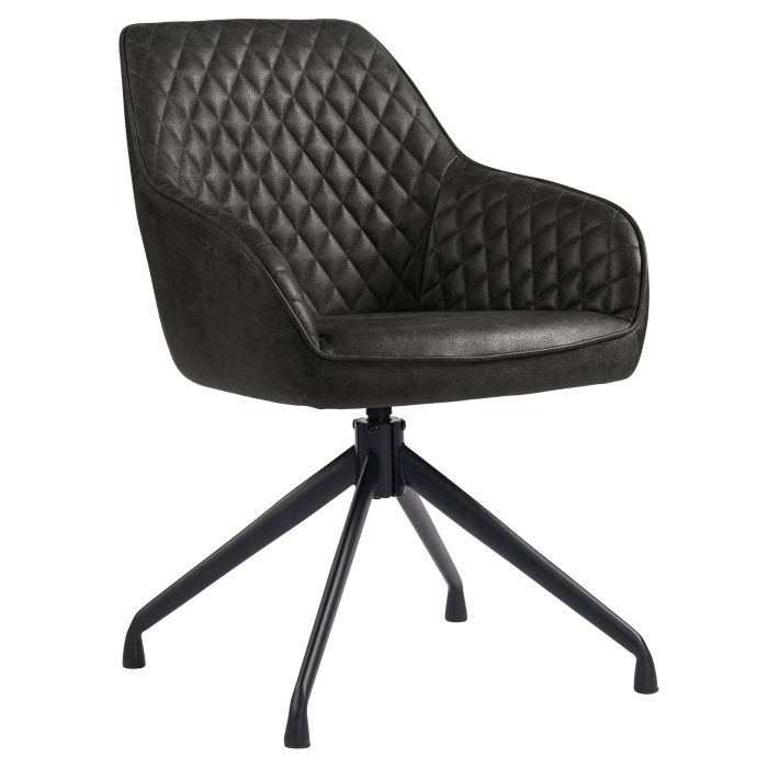 Eva | Hotel Chair | Black | Leather | Swivel Base
