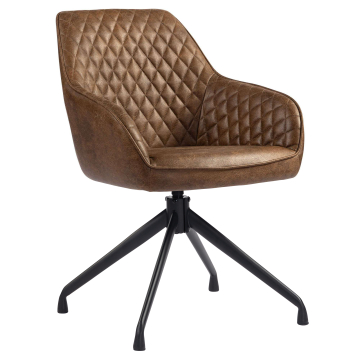 Eva | Hotel Chair | Brown | Leather | Swivel Base