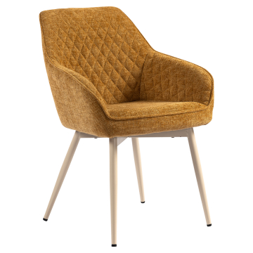 Eva | Hotelstol | Honningbrun | Stof/Tekstil | Hvidt stel