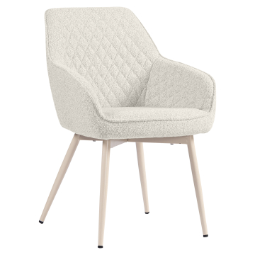 Eva | Sedia da hotel | Crema | Tessuto Teddy | Struttura bianca