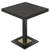 FM | Tavolo Bistro | L: 70 x 70 cm | H: 77 cm | Nero | Base: Nero + Piastrella dorata
