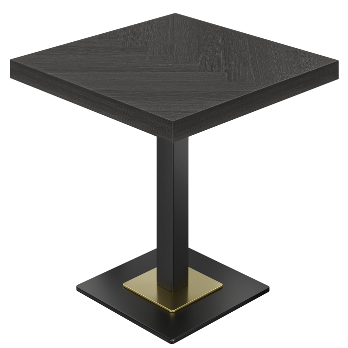 FM | Bistro Tisch | B:T 80 x 80 cm | H 77 cm | Schwarz | Gestell: Schwarz + Gold Platte