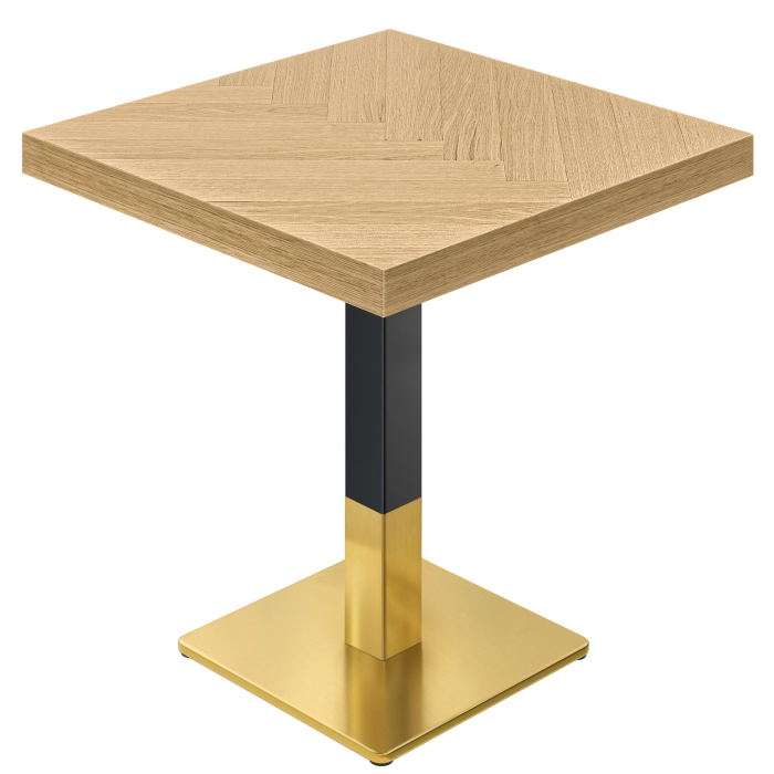 FM | Bistrobord | B:T 70 x 70 cm | H 77 cm | Eik | Stativ: Svart/ Gull