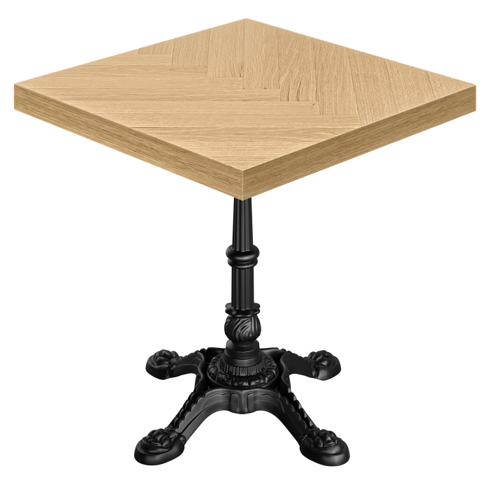 FP | Bistro Stół | B:T 80 x 80 cm | H 78 cm | Dąb | Stelaż: Czarny