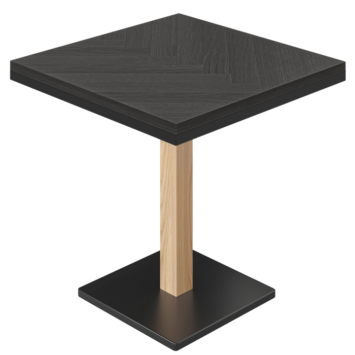 FSM | Table de bistro | L: 70 x 70 cm | H: 76 cm | Noir | Structure : Noir / Chêne