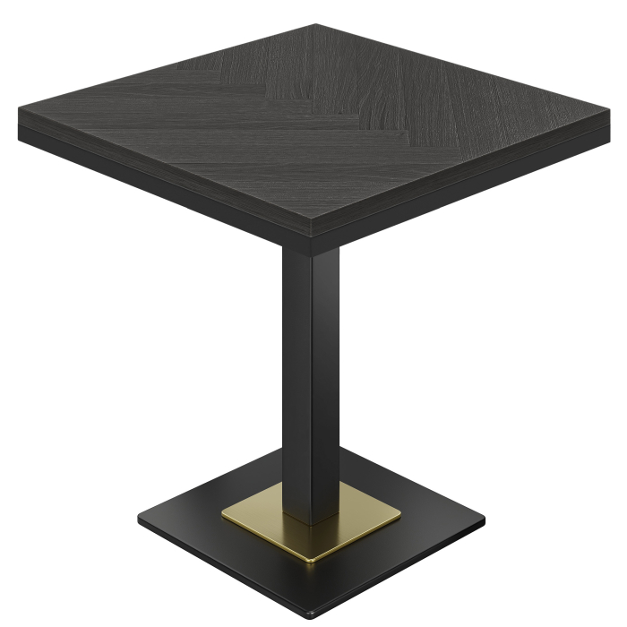 FSM | Bistro Tisch | B:T 80 x 80 cm | H 76 cm | Schwarz | Gestell: Schwarz + Gold Platte