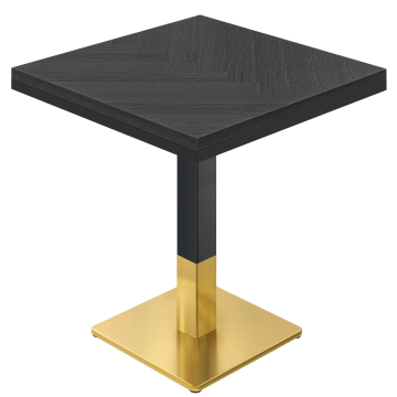 FSM | Bistro-pöytä | P: 70 x 70 cm | K 76 cm | Musta | Jalka: Musta / Kulta